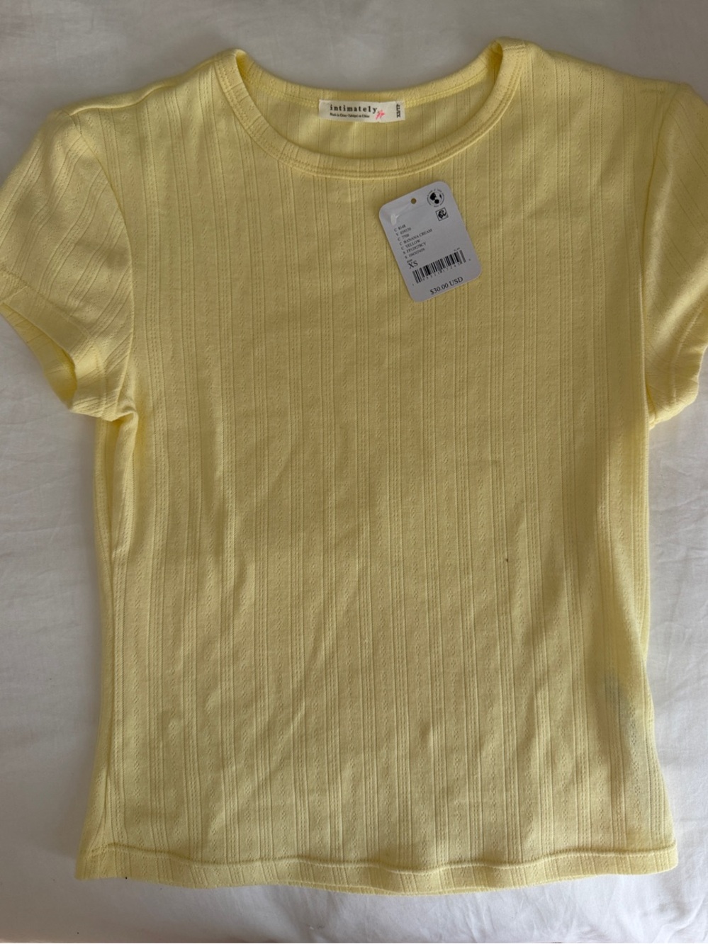 Intimately Soft Yellow Ribbed Short Sleeve Tee for Kids